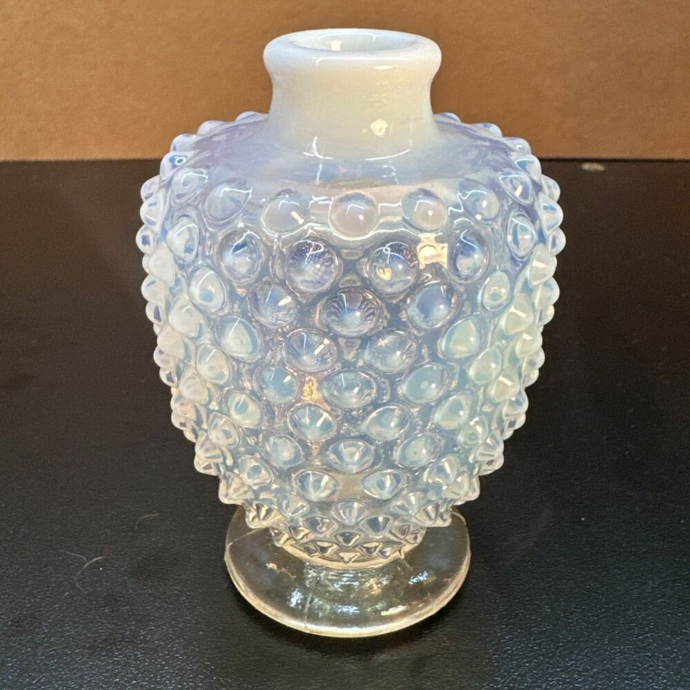 Vintage Fenton Clear White Opalescent Hobnail Perfume Bottle (No Stopper)